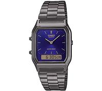 Casio Montre Quartz Unisexe 30.00mm avec Cadran Bleu analogique/numérique et Bracelet en Bracelet en Acier Argent AQ-230EGG-2AEF