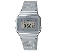 Casio Montre Vintage A700WEM-7AEF Quartz Numérique LCD Bracelet maille milanaise Argent 36 mm