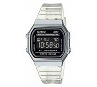 Casio Montre Quartz Unisexe 36.00mm avec Cadran Noir Digitale et Bracelet en Plastic/Resin Bracelet Transparent A168XES-1BEF