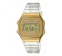 Casio Montre Quartz Unisexe 36.00mm avec Cadran Or Digitale et Bracelet en Plastic/Resin Bracelet Transparent A168XESG-9AEF