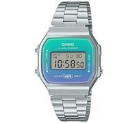 Casio Montre Quartz Unisexe 37.00mm avec Cadran Deux Tons Digitale et Bracelet en Bracelet en Acier Argent A168WER-2AEF