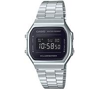 Casio Montre Quartz Unisexe 38.00mm avec Cadran Noir Digitale et Bracelet en Bracelet en Acier Argent A168WEM-1EF