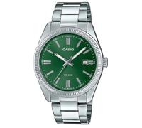 Casio Montre Quartz Unisexe 39.00mm avec Cadran Vert analogique et Bracelet en Bracelet en Acier Argent MTP-1302PD-3AVEF