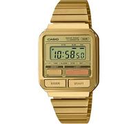 Casio Montre quartz unisexe A120WEG-9AEF 40 mm cadran doré affichage digital bracelet acier doré
