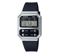 Casio Montre Quartz Unisexe 40.70mm avec Cadran Noir Digitale et Bracelet en Plastic/Resin Strap Noir A100WEF-1AEF