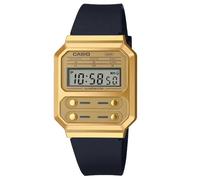 Casio Montre Quartz Unisexe 40.70mm avec Cadran Or Digitale et Bracelet en Plastic/Resin Strap Noir A100WEFG-9AEF