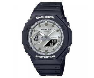 Casio Montre Quartz Unisexe 48.50mm avec Cadran Argent analogique/numérique et Bracelet en Plastic/Resin Strap Noir GA-2100SB-1AER