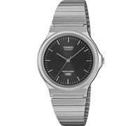 Casio MQ-24DA-1A Montre analogique pour Homme, Bracelet en Acier Inoxydable argenté, Cadran Noir Soleil, Montre à Quartz à 3 Aiguilles, résistante à l'eau, Fermoir réglable