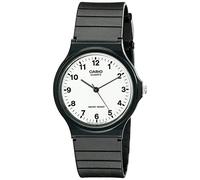 Casio MQ24-7B Montre analogique unisexe à 3 aiguilles avec cadran arabe blanc et bracelet en caoutchouc noir
