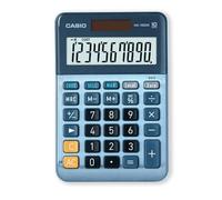 CASIO MS-100EM kleiner Tischrechner, großes Display, 10-stellig, Alu-design | 10-stelliges großes Display, Währungsumrechnung, Kosten/Verkauf/Marge, Aluminiumfront, Solar-/Batteriebetrieb.