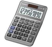 CASIO MS-100FM Kleiner Tischrechner, großes Display, 10-stellig, Alu-Design | 10-stelliges großes Display, Steuerberechnung, Cost-Sell-Margin, Aluminiumfront, Vorzeichenwechsel, Solar-/Batteriebetrieb.