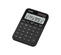 CASIO MS-20YC Calculatrice de Bureau compacte avec calcul de l'heure, Noire | 12-stelliges großes Display. Solar-Batteriebetrieb, Prozentrechnung, kompaktes Gehäuse, Zeitberechnung. Steuerberechnung