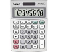 CASIO MS-88ECO Eco-Rechner, nachhaltig, großes Display, 8-stellig, Steuer | Gehäuse aus recyceltem Kunststoff, 8-stelliges extra großes Display, Währungsumrechnung, Steuerberechnung, Solar/Batterie