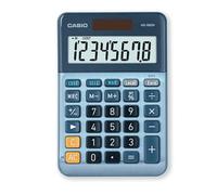 CASIO MS-88EM kleiner Tischrechner, großes Display, 8-stellig, Alu-design | 8-stelliges großes Display, Währungsumrechnung, Kosten/Verkauf/Marge, Aluminiumfront, Solar-/Batteriebetrieb.