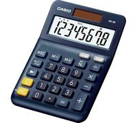 CASIO MS-8E Kleiner Tischrechner, 8-stellig, Solar/Batterie | 8-stelliges großes Display, Währungsumrechnung, Gummifüße, Schnellkorrektur-Taste, Solar-/Batteriebetrieb, Silber.
