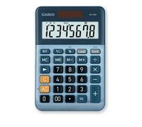 Casio MS80E Calculatrice de Bureau Conversion de Devises à 8 Chiffres, Façade en Aluminium, Bouton de Correction rapide, Solaire/à Piles Bleu