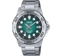 Casio MTD-140D-3AVDF - Montre Homme Standard Analogique, Cadran Vert, Acier Inoxydable, WR 100M, Bracelet Acier, Date