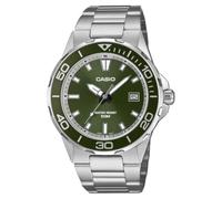 Casio MTD-145D-3AVER Montre pour homme avec cadran vert et bracelet argenté