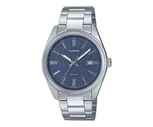 Casio MTP-1302DA-2A1V Montre analogique homme cadran bleu mat, acier inoxydable, date, verre minéral, 50M WR - Réf. MTP-1302DA-2A1V