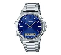 Casio MTP-VC01D-2E Men's Stainless Steel Blue Dial Analog Digital Dual Time Zone Watch