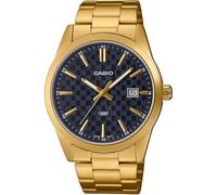 Casio MTP-VD03G-1AUDF Montre analogique pour Homme avec Affichage de la Date Cadran Noir Bracelet en Acier Inoxydable plaqué ION doré, doré, Bracelet