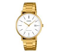 Casio MTP-VT05G-7E Montre analogique pour homme en acier inoxydable avec cadran blanc minimaliste et date Doré