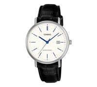 Casio MTP-VT05L-7E Montre analogique pour homme avec bracelet en cuir et cadran blanc minimaliste