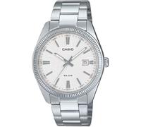 Casio MTP1302DA-7AV Montre analogique vintage classique en acier inoxydable avec cadran blanc mat pour homme