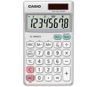 CASIO SL-305ECO Eco-Taschenrechner, nachhaltig, 8-stelliges großes Display | Gehäuse aus recyceltem Kunststoff, 8-stelliges extra großes Display, Währungsumrechnung, Solar/Batterie,