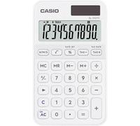 Casio Calculatrice de poche SL-310YC - 10 chiffres, panneau solaire + pile - Blanche