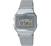 Casio Montre Vintage A700WEM-7AEF Quartz Numérique LCD Bracelet maille milanaise Argent 36 mm