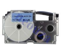 CASIO XR-12BU1 Beschriftungsband 12 mm für Labelprinter, Schwarz auf Blau