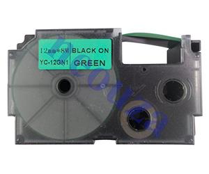 CASIO XR-12GN1 Beschriftungsband 12 mm für Labelprinter, Schwarz auf Grün
