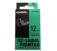 Casio XR-12GN1 - Polyéthylène téréphtalate (PET) - auto-adhésif - noir sur vert - Rouleau (1,2 cm x 8 m) 1 cassette(s) bande d'étiquettes - pour Disc Title Printer CW-L300; KL 170, 60, 60SR, 780, 8100