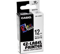 Casio XR-12WE1 - Adhésif - noir sur blanc - Rouleau (1,2 cm x 8 m) 1 rouleau(x) de bande d'étiquettes - pour Disc Title Printer CW-L300 ; KL 170, 60, 60SR, 780, 8100 ; Labemo MEP-K10