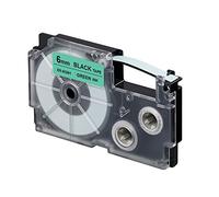 CASIO XR-6GN1 Beschriftungsband 6 mm für Labelprinter, Schwarz auf Grün