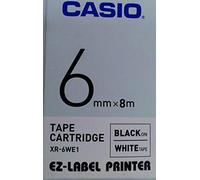 CASIO XR-6WE1 Beschriftungsband 6 mm für Labelprinter, Schwarz auf Weiß