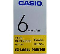 CASIO XR-6YW1 Beschriftungsband 6 mm für Labelprinter, Schwarz auf Gelb