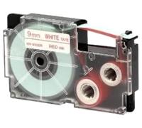 CASIO XR-9WER1 Beschriftungsband 9 mm für Labelprinter, Weiß auf Rot