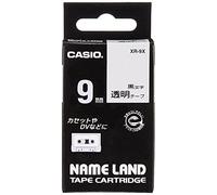 CASIO XR-9X1 Beschriftungsband 9 mm für Labelprinter, Schwarz auf Transparent