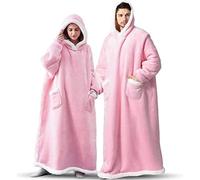 CASKIE Extra Long Pull Plaid à Capuche Femme Homme, Flannel Blanket Hoodie, Wearable Couverture Grand Sweat a Capuche Sherpa Adulte avec Manche et Poche, Géant Chaud Doux