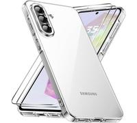 caslord Coque pour Samsung Galaxy A36 5G avec 2 Verre Trempé, Anti-Jaune Étui de Protection Antichoc Anti-Rayures, Transparente TPU Silicone Bumper Case pour Galaxy A36, Transparent