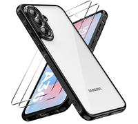 caslord Coque pour Samsung Galaxy A36 5G avec 2 Verre Trempé, Anti-Jaune Étui de Protection Antichoc Anti-Rayures, Noir TPU Silicone Bumper Case pour Galaxy A36, Noir+Transparent