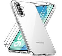 caslord Coque pour Samsung Galaxy A56 5G avec 3 Verre Trempé, Anti-Jaune Étui de Protection Antichoc Anti-Rayures, Transparente TPU Silicone Bumper Case pour Galaxy A56, Transparent