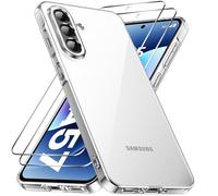 caslord Coque pour Samsung Galaxy A57 5G avec 2 Verre Trempé, Anti-Jaune Étui de Protection Antichoc Anti-Rayures, Transparente TPU Silicone Bumper Case pour Galaxy A57, Transparent