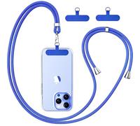 caslord Cordon Telephone Portable, avec 2 Patchs Durables, Lanière de Téléphone Portable 1,6m Adjustable, Collier Compatibles avec Tous Les Smartphones et Plupart des Coques-Bleu Klein