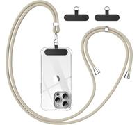 caslord Cordon Telephone Portable, avec 2 Patchs Noirs Durables, Lanière de Téléphone Portable 1,6m Adjustable, Collier Compatibles avec Tous Les Smartphones et Plupart des Coques-Or