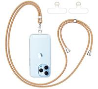 caslord Cordon Telephone Portable, avec 2 Patchs Transparent Durables, Lanière de Téléphone Portable 1,6m Adjustable, Collier Compatibles avec Tous Les Smartphones et Plupart des Coques-Arc-en-Ciel