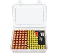 Casmilee Boîte de Rangement Pour 40 Piles AA et 50 AAA - Avec Testeur - En Plastique (Boîte Uniquement)