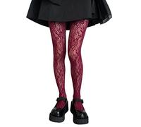 CASNO Collants, Collants résille japonais Lolita pour femme - Style gothique et preppy - Collants transparents à motif floral multicolore en dentelle - Bas de jarretelle, 279, M